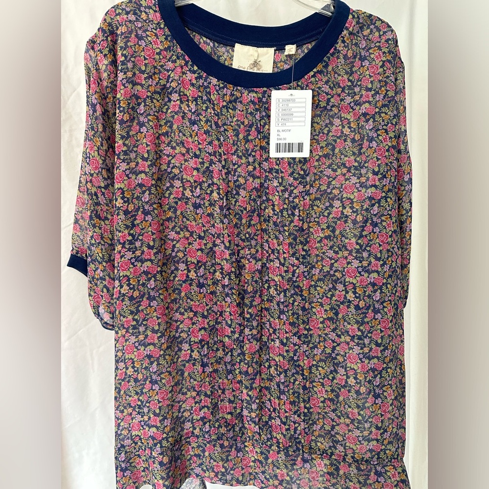 NWT One Fine Day Floral Silk Blouse